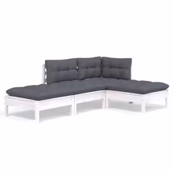 vidaXL Set Salotto da Giardino 4 pz con Cuscini Legno Massello di Pino - Vista aggiuntiva 2