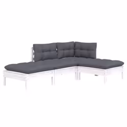 vidaXL Set Salotto da Giardino 4 pz con Cuscini Legno Massello di Pino - Vista aggiuntiva 3