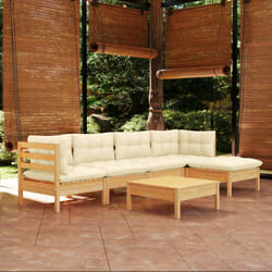 vidaXL Set Salotto da Giardino 6 pz con Cuscini Crema Legno di Pino