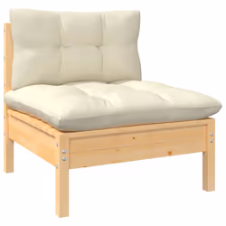 vidaXL Set Divani da Giardino 8 pz con Cuscini Crema in Massello di Pino - Vista aggiuntiva 3