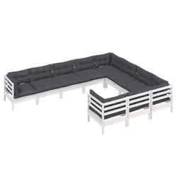 Set Divani da Giardino 10 pz con Cuscini Bianchi Legno di Pinocod mxl 97530 - Vista aggiuntiva 3