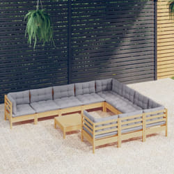 Vidaxl - Set Divani da Giardino 11 pz con Cuscini Grigi Massello di Pino