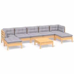 Set Divani da Giardino 8 pz con Cuscini Grigi Massello di Pinocod mxl 70037 - Vista aggiuntiva 2