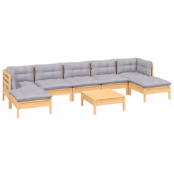Set Divani da Giardino 8 pz con Cuscini Grigi Massello di Pinocod mxl 70037 - Vista aggiuntiva 3