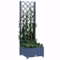 vidaXL Fioriera da giardino con traliccio blu grigio 40x40x121,5 cm PP - Vista aggiuntiva 3