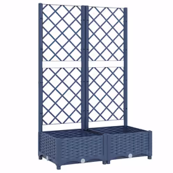 vidaXL Fioriera da giardino con traliccio blu grigio 80x40x121,5 cm PP - Vista aggiuntiva 2