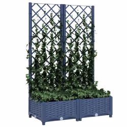 vidaXL Fioriera da giardino con traliccio blu grigio 80x40x121,5 cm PP - Vista aggiuntiva 3