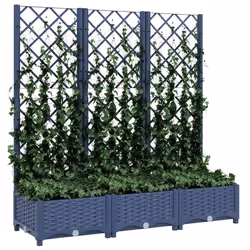 vidaXL Fioriera da Giardino e Graticcio Grigio Blu 120x40x121,5 cm PP - Vista aggiuntiva 3