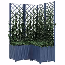 vidaXL Fioriera da Giardino con Graticcio Grigio Blu 80x80x136 cm PP - Vista aggiuntiva 3