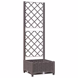 vidaXL Fioriera da Giardino con Graticcio Marrone 40x40x121,5 cm in PP - Vista aggiuntiva 2