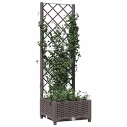 vidaXL Fioriera da Giardino con Graticcio Marrone 40x40x121,5 cm in PP - Vista aggiuntiva 3