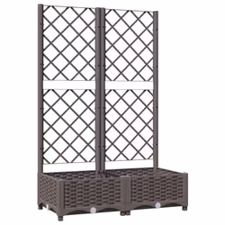 vidaXL Fioriera da Giardino con Graticcio Marrone 80x40x121,5 cm in PP - Vista aggiuntiva 2