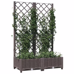 vidaXL Fioriera da Giardino con Graticcio Marrone 80x40x121,5 cm in PP - Vista aggiuntiva 3