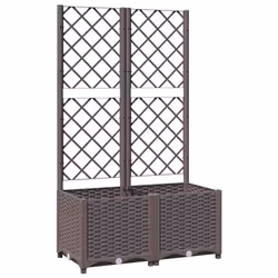 vidaXL Fioriera da Giardino con Graticcio Marrone 80x40x136 cm in PP - Vista aggiuntiva 2