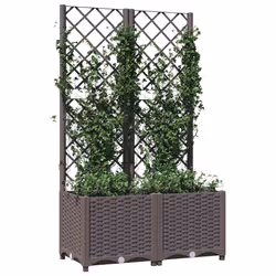 vidaXL Fioriera da Giardino con Graticcio Marrone 80x40x136 cm in PP - Vista aggiuntiva 3