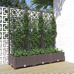 vidaXL Fioriera da giardino con traliccio marrone 120x40x121,5 cm PP
