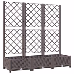 vidaXL Fioriera da giardino con traliccio marrone 120x40x121,5 cm PP - Vista aggiuntiva 2