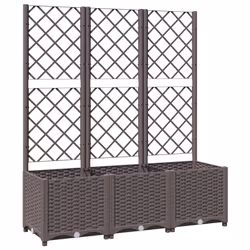 vidaXL Fioriera da giardino con traliccio marrone 120x40x136 cm PP - Vista aggiuntiva 2