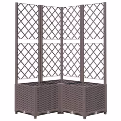vidaXL Fioriera da Giardino con Graticcio Marrone 80x80x136 cm in PP - Vista aggiuntiva 2