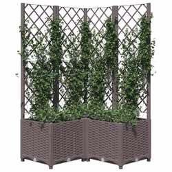 vidaXL Fioriera da Giardino con Graticcio Marrone 80x80x136 cm in PP - Vista aggiuntiva 3