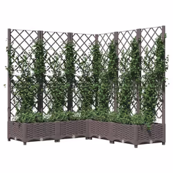 vidaXL Fioriera da Giardino e Graticcio Marrone 120x120x121,5 cm in PP - Vista aggiuntiva 3