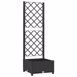 vidaXL Fioriera da giardino con traliccio nera 40x40x121,5 cm PP - Vista aggiuntiva 2