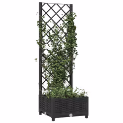 vidaXL Fioriera da giardino con traliccio nera 40x40x121,5 cm PP - Vista aggiuntiva 3