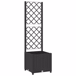 vidaXL Fioriera da giardino con traliccio nera 40x40x136 cm PP - Vista aggiuntiva 2