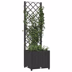 vidaXL Fioriera da giardino con traliccio nera 40x40x136 cm PP - Vista aggiuntiva 3