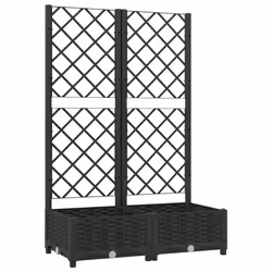 vidaXL Fioriera da giardino con traliccio nera 80x40x121,5 cm PP - Vista aggiuntiva 2