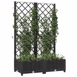 vidaXL Fioriera da giardino con traliccio nera 80x40x121,5 cm PP - Vista aggiuntiva 3