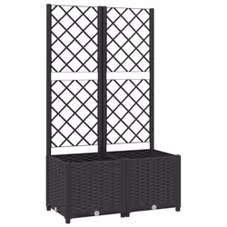 vidaXL Fioriera da giardino con traliccio nera 80x40x136 cm PP - Vista aggiuntiva 2