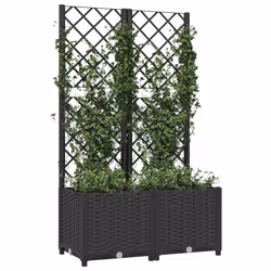vidaXL Fioriera da giardino con traliccio nera 80x40x136 cm PP - Vista aggiuntiva 3