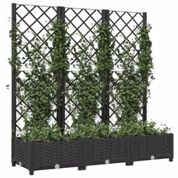 vidaXL Fioriera da giardino con traliccio nera 120x40x121,5 cm PP - Vista aggiuntiva 3
