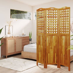 Paravento, Divisorio a 3 Pannelli 121, 5x2x180 cm Legno Massello di Acacia Vidaxl