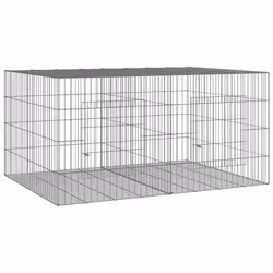 vidaXL Conigliera con 2 Pannelli 110x79x54 cm Ferro Zincato - Vista aggiuntiva 2