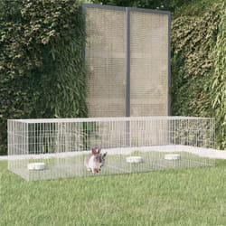 Conigliera con Pannelli in Ferro Zincato Resistente Argento varie dimensioni dimensioni: 217 x 79 x 54 cm