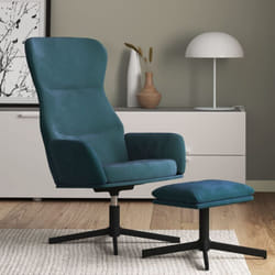 Nova - Poltrona Relax con Poggiapiedi Blu in Velluto vidaXL789918