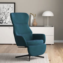 Nova - Poltrona Relax con Poggiapiedi Blu in Velluto vidaXL949085