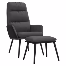 Poltrona Relax e Sgabello Grigio Scuro in Tessuto e Similpellecod mxl 73536 - Vista aggiuntiva 2