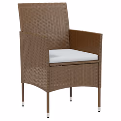 vidaXL Set Mobili da Pranzo per Giardino 3 pz in Polyrattan Marrone - Vista aggiuntiva 3