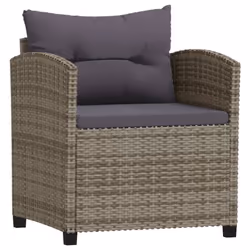 vidaXL Set Divani da Giardino 3 pz con Cuscini in Polyrattan Grigio - Vista aggiuntiva 3