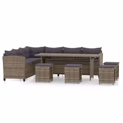 vidaXL Set Divani da Giardino 6 pz con Cuscini in Polyrattan Grigio - Vista aggiuntiva 2