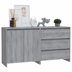 vidaXL Credenze 2 pz Grigio Sonoma in Legno Multistrato - Vista aggiuntiva 3