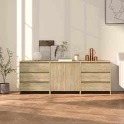 vidaXL Credenze 3 pz Rovere Sonoma in Legno Multistrato