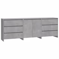 vidaXL Credenze 3 pz Grigio Cemento in Legno Multistrato - Vista aggiuntiva 2