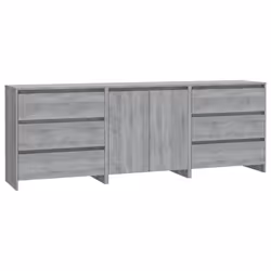 vidaXL Credenze 3 pz Grigio Sonoma in Legno Multistrato - Vista aggiuntiva 2