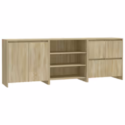 vidaXL Credenze 3 pz Rovere Sonoma in Legno Multistrato - Vista aggiuntiva 2