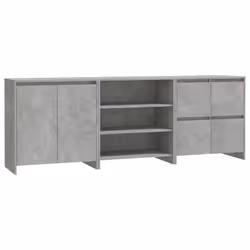 vidaXL Credenze 3 pz Grigio Cemento in Legno Multistrato - Vista aggiuntiva 2