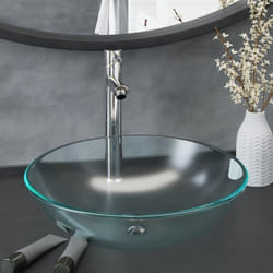 Lavabo, Lavandino con Rubinetto e Piletta in Vetro Temperato Satinato Vidaxl 7120
